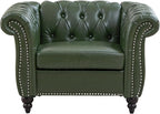 Mid-Century 3 Seater Sofa, Faux Leather Couch - Image 6