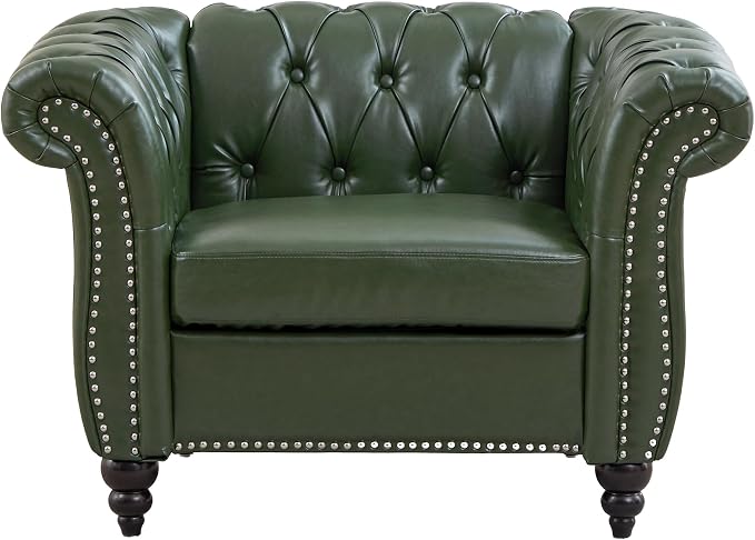 Mid-Century 3 Seater Sofa, Faux Leather Couch - Image 6