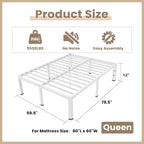 ROIL 12 Inch White Queen Bed Frame - Image 2