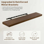 fuqing 40 Inch Floating Shelves | 6.7 Inch Deep Dark Wood Floating Shelves - Image 5