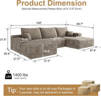 108" Sectional Couches for Living Room Cloud Couch Sofa - Image 2