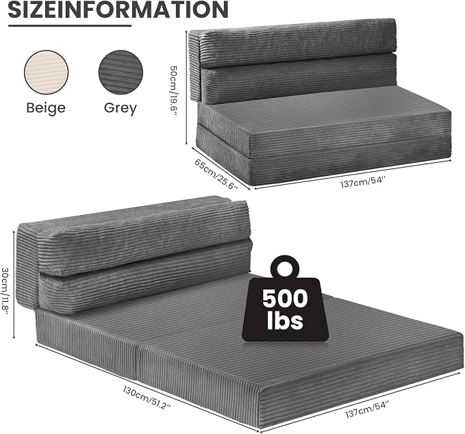 JUIKURY Folding Sofa Bed, Convertible Sleeper Chair - Image 2
