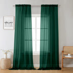 Hunter Green Sheer Curtains 96 Inches Long 2 Panels, Airy Voile Solid Curtains by Lecloud