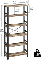 IRONCK Bookshelf, 31.5in Wide Shelf 6 Tier Bookcase, 110lbs/shelf Vintage - Image 2