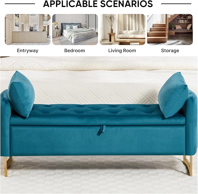 48" End of Bed Bench, Modern Storage Benches - Image 5
