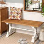 LuxenHome 45" Farmhouse Entry Table, Rustic Bench, Distressed White Coffee Table - Image 9