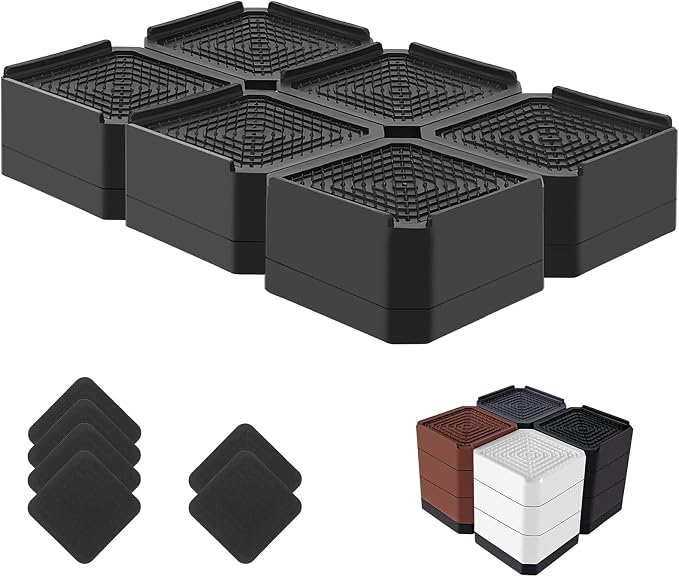 Bed Risers Heavy Duty, Adjustable Furniture Riser Blocks Lift 1.5, 4.3 inches by LiftLevelYourBed
