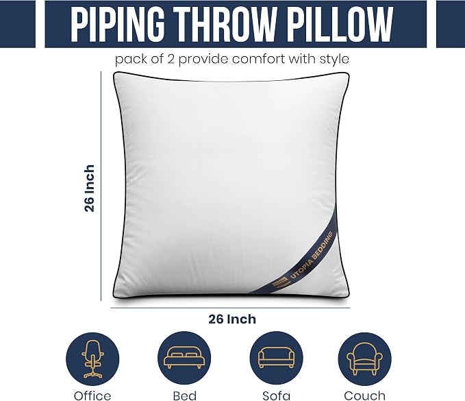 Utopia Bedding 26x26 Throw Pillow Inserts, Decorative Pillows, Plush & - Image 2