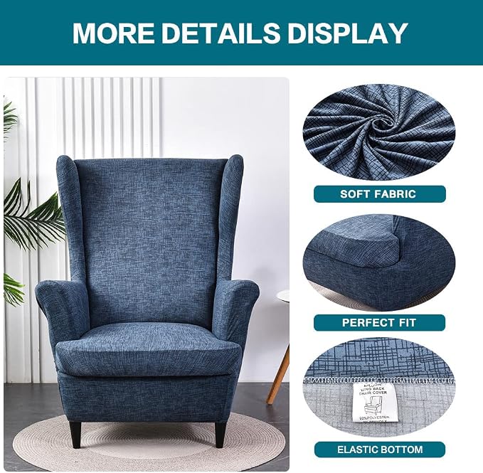 KRFOONN Wingback Chair Covers Slipcovers 2 Piece Stretch Wing Chair Covers - Image 3