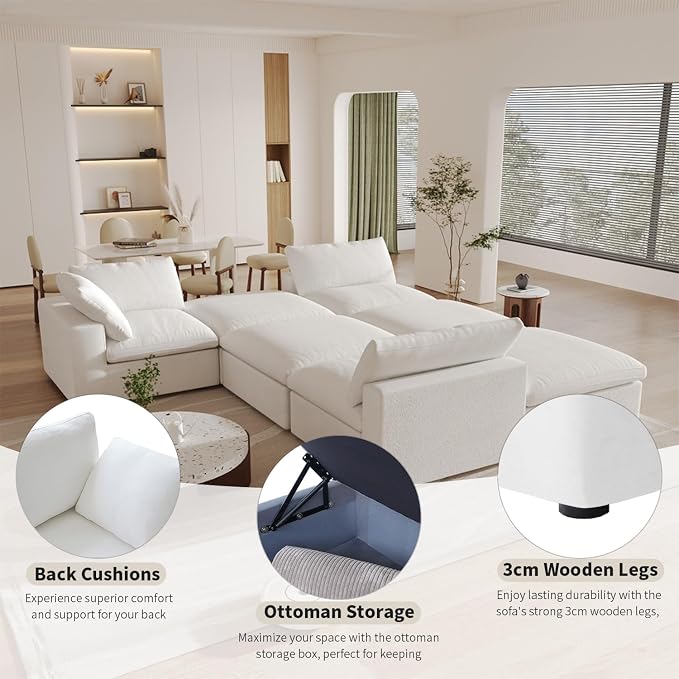 Cloud Modular Sectional Sofa, 80.3" Down Filled Comfort Sofa Couch - Image 4