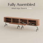 POVISON Fully-Assembled Sliding Tambour Door TV Stand, Mid Century Modern TV - Image 4