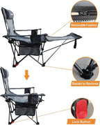 Reclining Camping Chair with Removable Footrest Lounge Chair with Headrest - Image 6