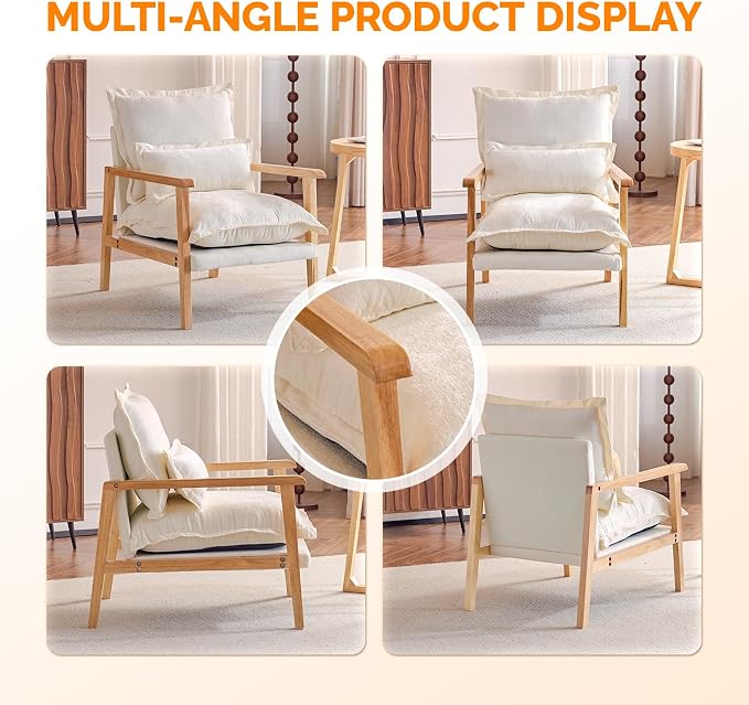 VINGLI Mid-Century Modern Cloud Accent Armchairs Set of 2 - Image 3