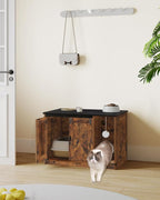 Hzuaneri Cat Litter Box Enclosure, Hidden Litter Box Cabinet Furniture - Image 9