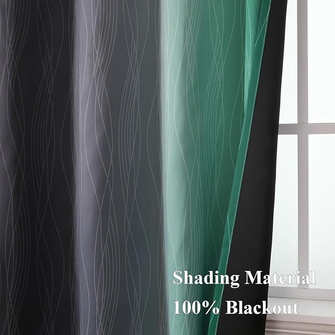 Black and Green Ombre Blackout Curtains 84 Inches Long | Gradient Curtains - Image 5