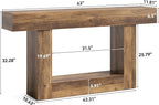 LITTLE TREE 63 Inches Long Console Table, 2-Tier Farmhouse Sofa Table Behind - Image 2
