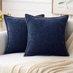 MIULEE Decorative Couch Throw Pillow Covers 18x18 Inch Navy Blue 2 Pack | by MIULEE