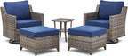5 Pieces Outdoor Patio Furniture Set-All-Weather Wicker Patio Swivel Glider - Image 9