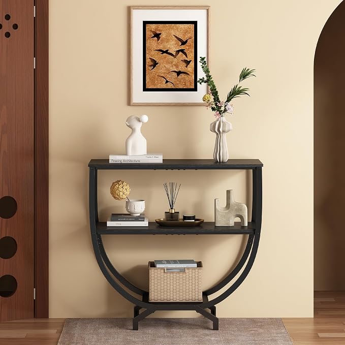 GILLAS 3 Tier Console Tables, Sofa Table Behind Couch Table, Industrial - Image 5