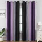 Black and Purple Ombre Blackout Curtains 102 Inch Length | Room Darkening - Image 2