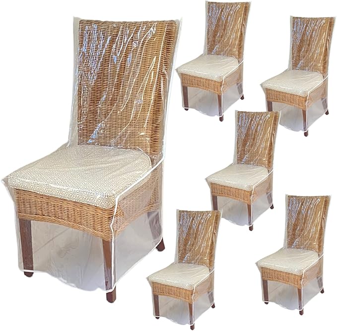 Evelots 6-Pack Clear PVC Dining Chair Covers, Spill-Resistant Protectors | by Evelots