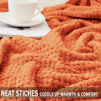 Exclusivo Mezcla Soft Waffle Fleece Bed Blanket Twin Size, Burnt Orange | - Image 6