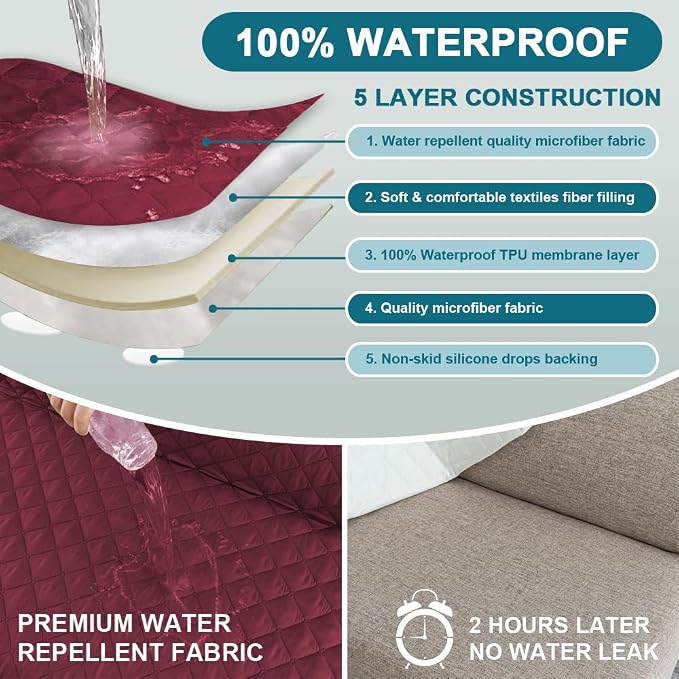 Turquoize 100% Waterproof Futon Cover Futon Slipcover Washable Armless Sofa Bed - Image 3