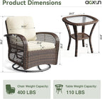 Aoxun 3 Pieces Patio Furniture Set, Patio Swivel Rocker Chairs Set of 2 - Image 7