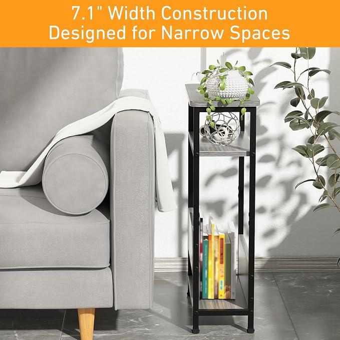 THUMEYE 7.1" Narrow Side Table for Small Spaces, 3 Tier Small End Table - Image 5
