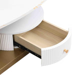 Modern Oval Coffee Table Set of 2, Faux Marble Coffee Table and Round End Table - Image 6