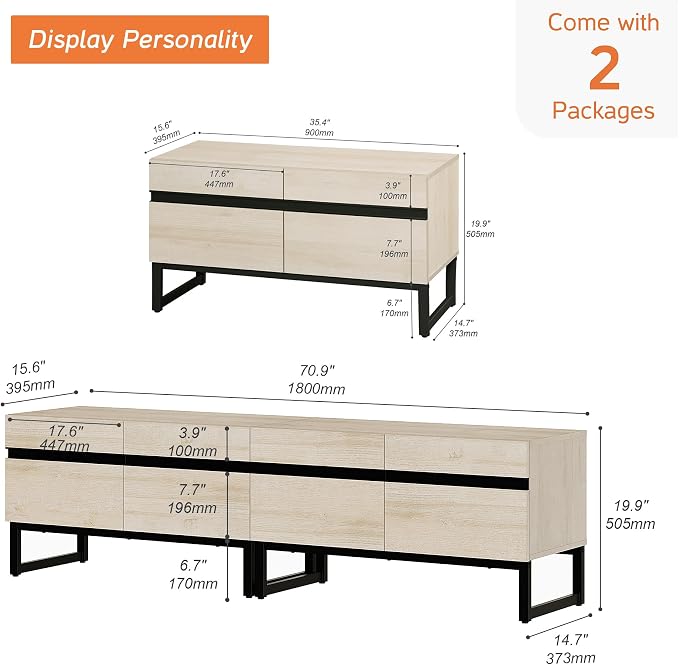 WAMPAT Modern TV Stand for 50-75 Inch TVs, Wood Entertainment Center - Image 2