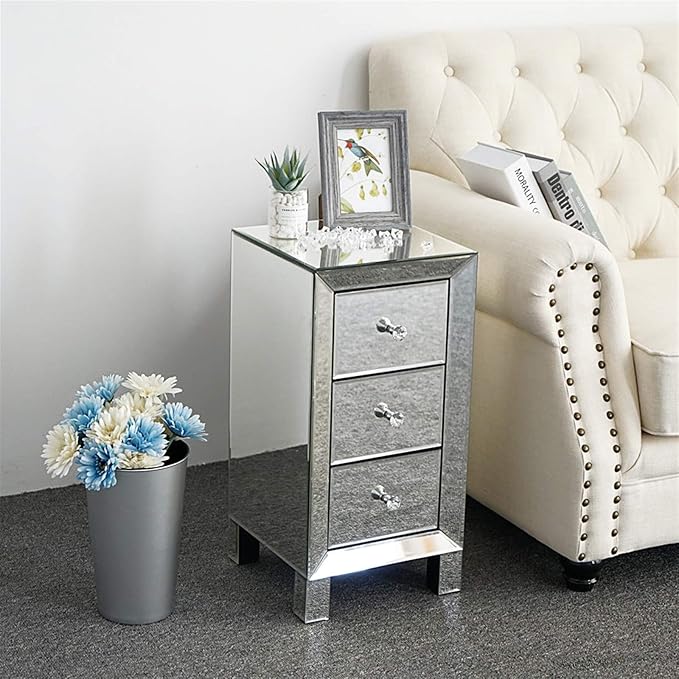 Mirrored End Table Modern Small Sofa Corner Table - Image 9