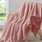 BEDELITE Ribbed Twin Blanket for Couch & Bed, Dusty Pink, Warm Yet Lightweight - Image 2