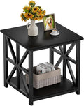 GreenForest End Table with 2-Tier Storage Shelf, 19.7 inch Side Table by GreenForest