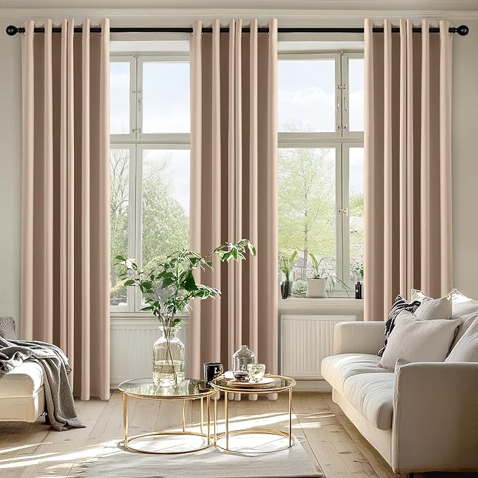 MIULEE Blackout Curtains for Bedroom 2 Panels 34 x 72 Inch Long Beige | Thermal - Image 6