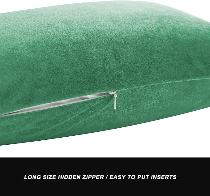 GIGIZAZA Mint Turquoise Velvet Decorative Throw Pillow Covers 12x20 - Image 3