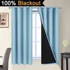 Yakamok Sky Blue 100% Blackout Curtains 63 Inches Long 52" Wide 2 Panel | - Image 2