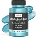 Nicpro Metallic Ice Blue Acrylic Paint, 8.45oz/250ml Large Pearlescent Acrylic by Nicpro