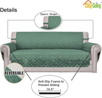 Easy-Going Reversible Couch Cover, 2 Cushion Sofa, Cyan/Ivory | Oversized - Image 3
