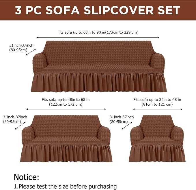 Fanfanwin 3 Pcs Sofa Slipcover Set - Image 2