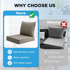 Sunbrella Outdoor Deep Seat & Back Cushion Set, 24 x 24 Inch Water Repellent - Image 7