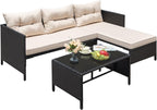 Greesum 3 Piece Patio Furniture Set Outdoor Wicker Rattan Sectional Sofa - Image 2