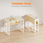 Huuger Folding Desk with Storage Shelf, 31.5 Inch Foldable Computer Table - Image 2