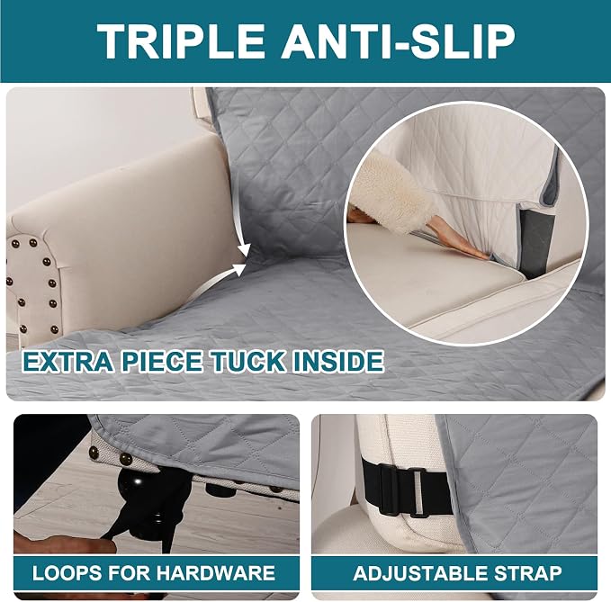 Turquoize 100% Waterproof Sofa Covers Chaise Lounge L Shape Sofa Protector Slip - Image 4