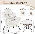 Welnow Lazy Chair with Ottoman, Modern Reading Accent Chair with Armrests and a - Image 3