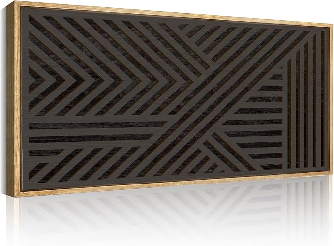 IARTTOP Extra Large Wood Black Wall Art 20x40 Inch Framed Abstract Geometric by IARTTOP