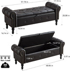 Storage Bench for Bedroom, Faux Leather 51" End of Bed Bench, Queen Size Bench - Image 2