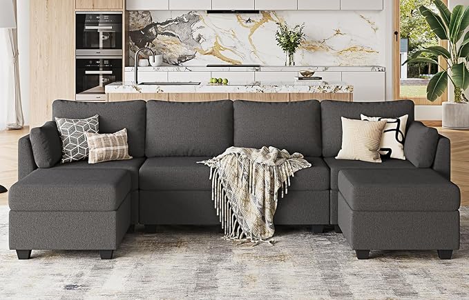 Huatean Home 114.17" Modular Sectional Sofa, 6 Seat Modular Couch by huateanhome