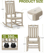 Outdoor Adirondack Rocking Chairs All-Weather HDPE Patio Rocker Chair - Image 3