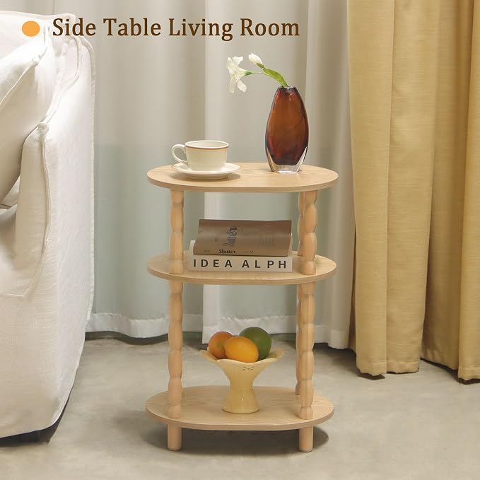 MaxSmeo End Table with Charging Station, Small Oval Side Table - Image 8